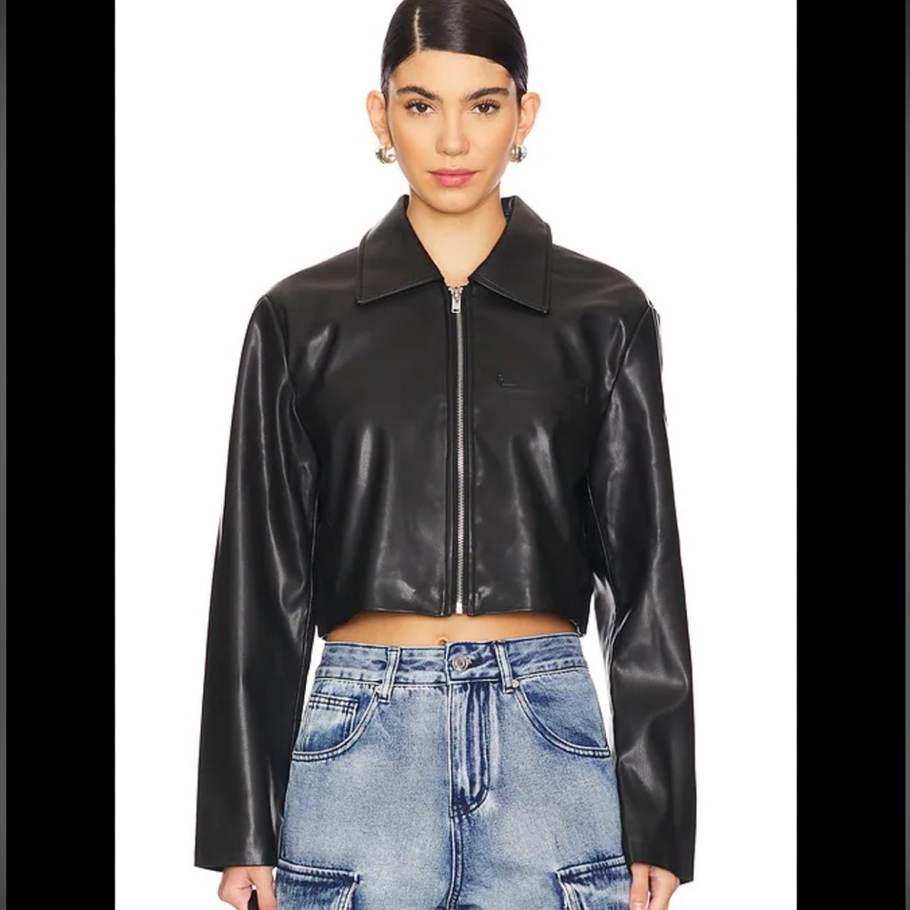 Women’s superdown x Emily Gemma Gabriella Faux Leather Jacket in Black Size Lg